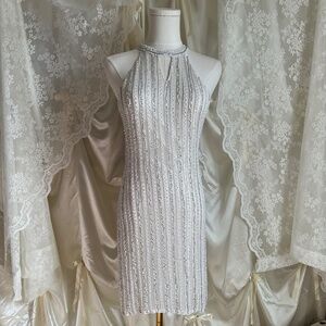 Fully Beaded Silk Ivory Dress